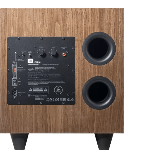 subwoofer jbl l10cs color nogal vista trasera